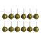 Hello Honey® 12 Pack 4" Matte Olive Green & Gold Distressed Glass Ball Ornaments
